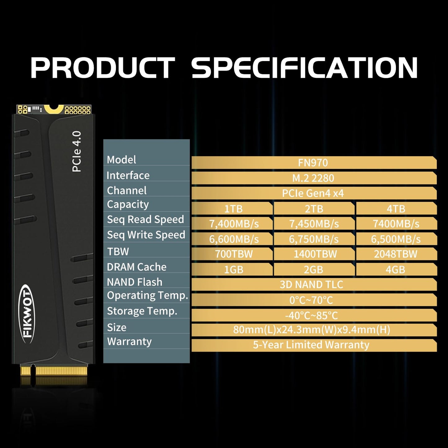 Fikwot FN970 M.2 2280 SSD PCIe Gen4 x4