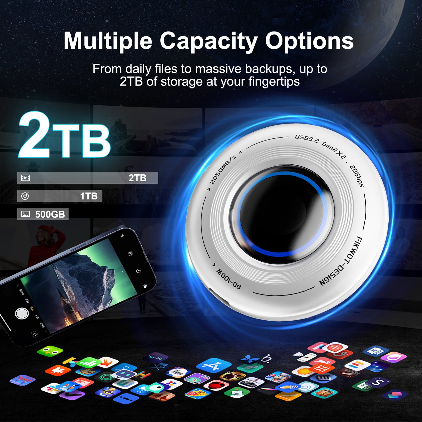 Fikwot FP108 Portable SSD USB 3.2 Gen2x2 20Gbps
