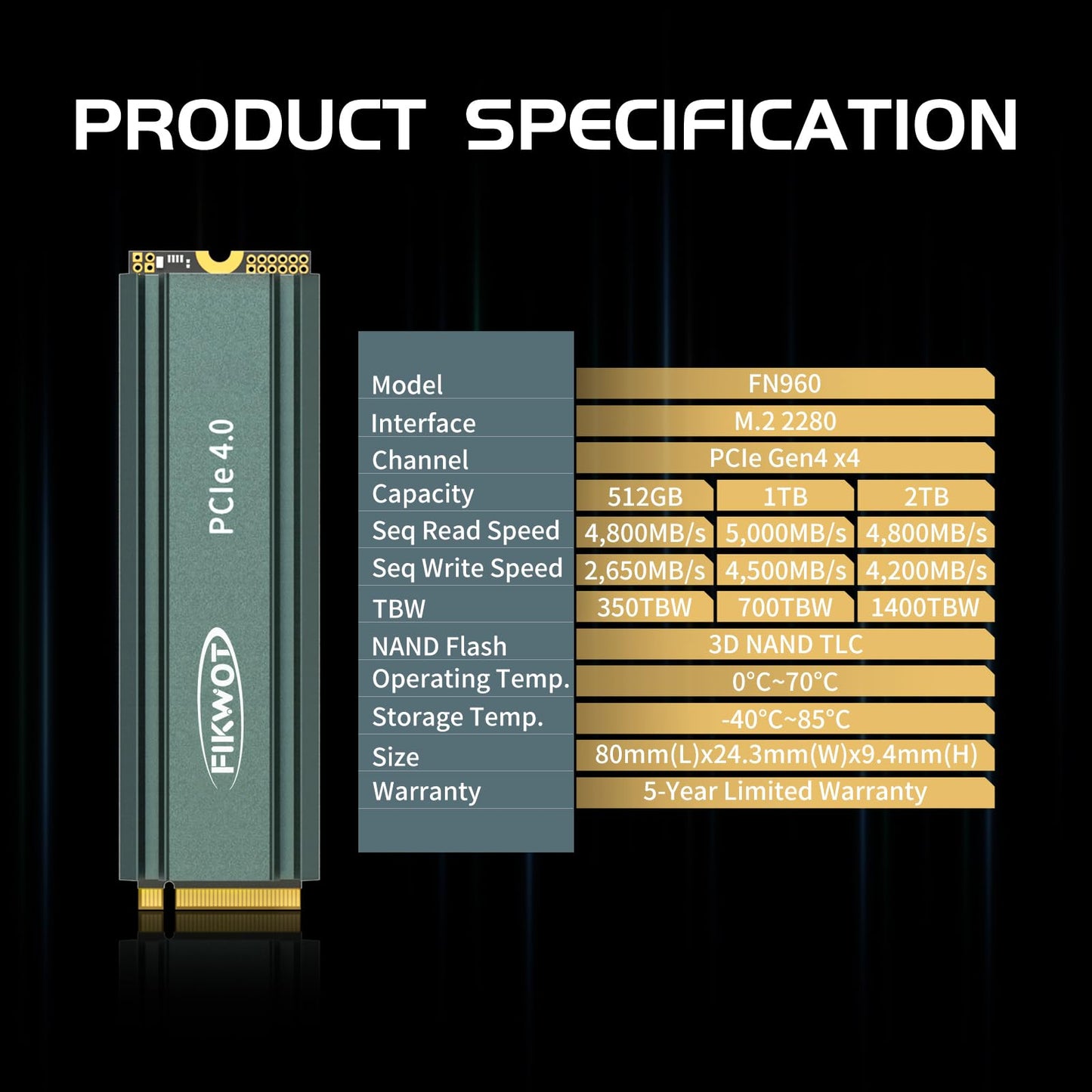Fikwot FN960 M.2 2280 SSD PCIe Gen4 x4
