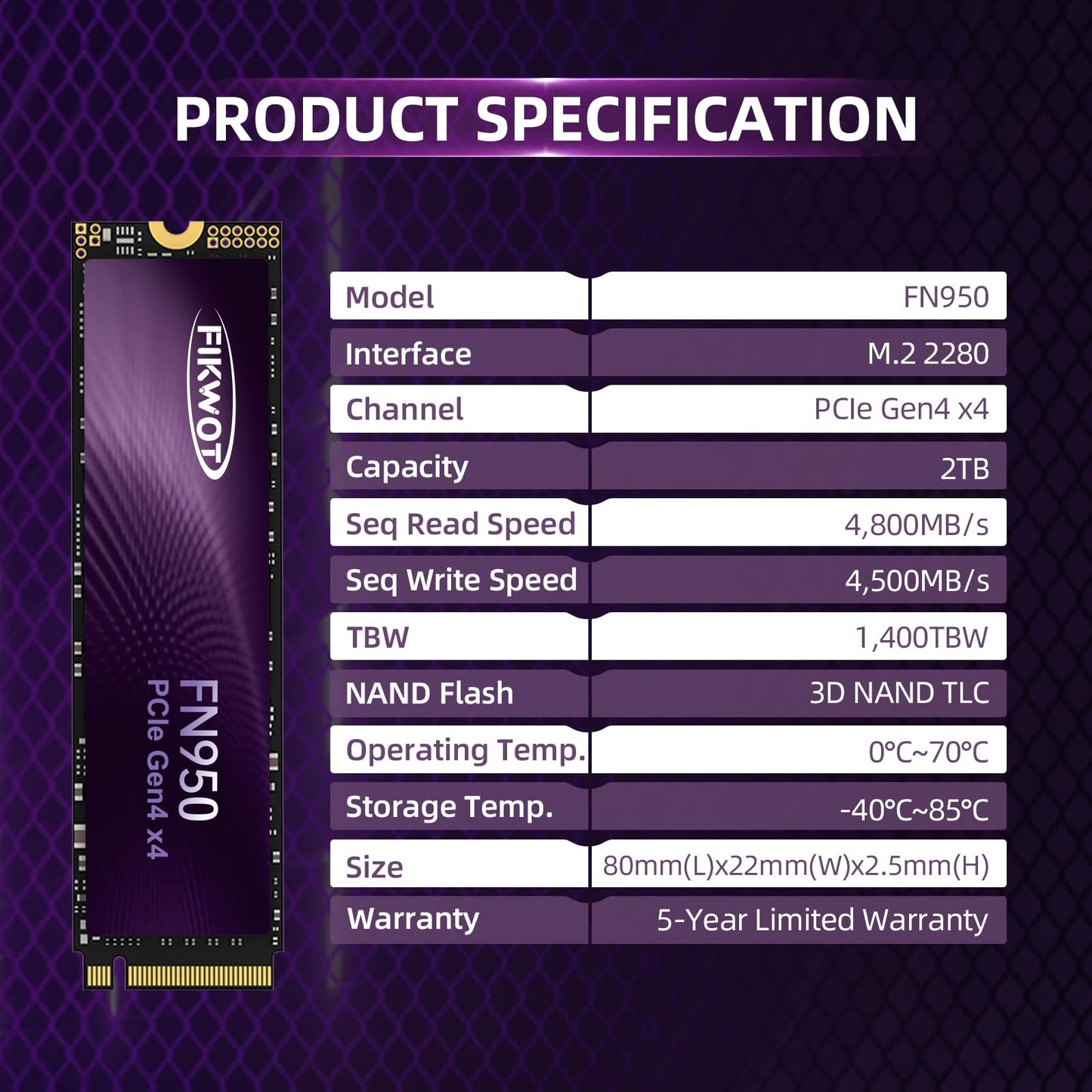 Fikwot FN950 M.2 2280 SSD PCIe Gen4 x4